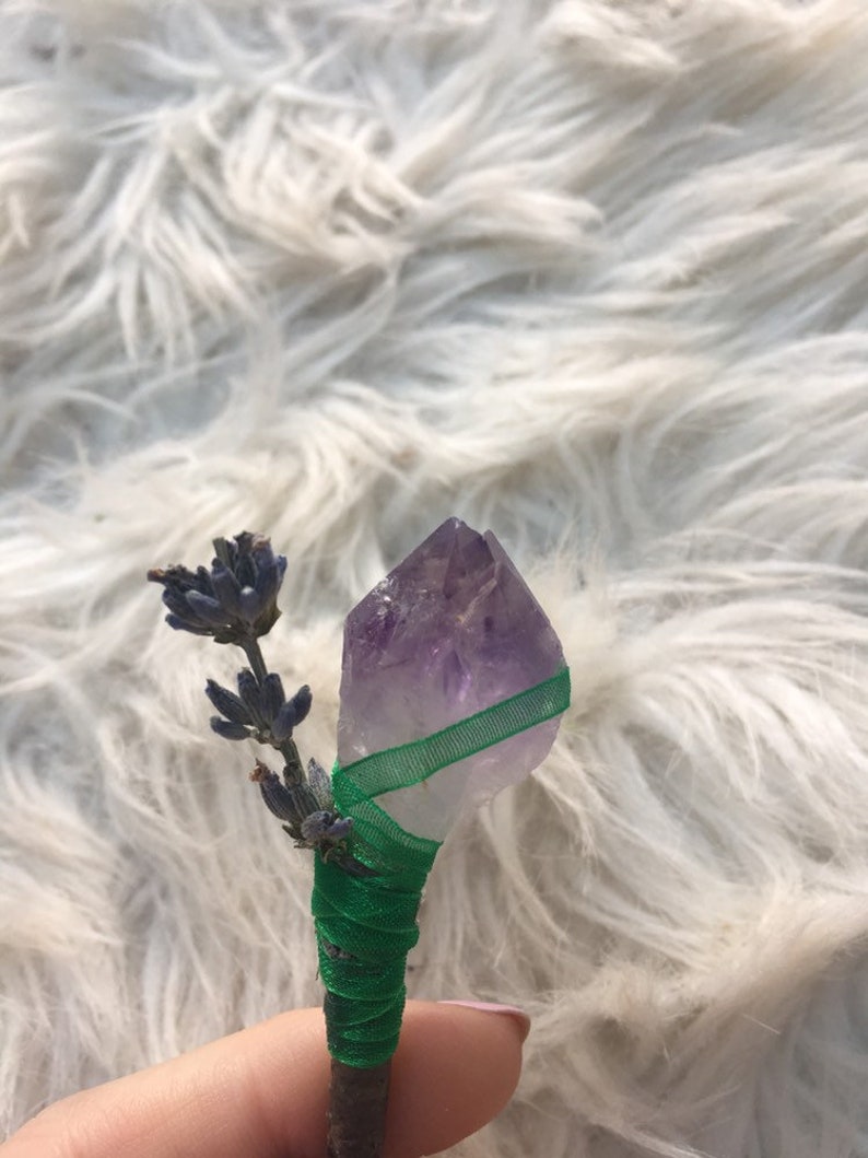 amethyst and lavender Imbolc sabbat mini wand