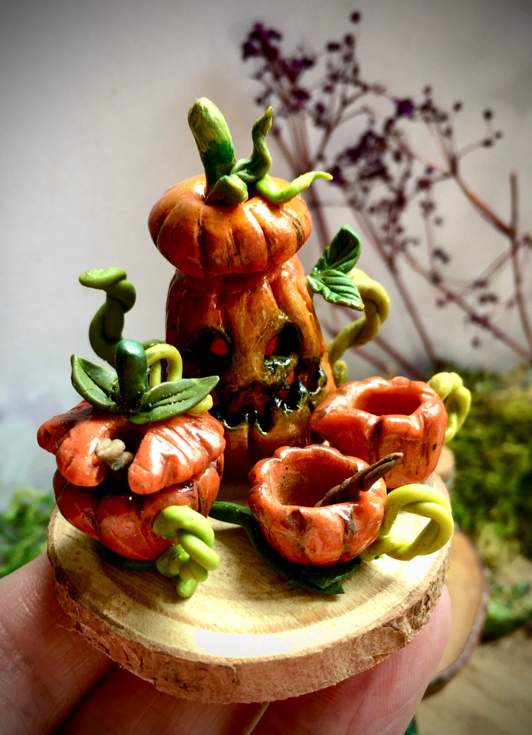 Ooak Halloween/jack O Lantern Pumpkin Tea Set Gift Miniature Dolls ...