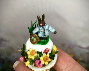 From England Tin Metal Easter Egg Box Peter Rabbit in the Garden