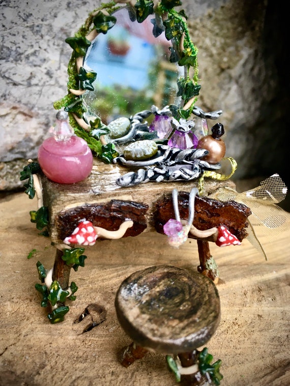 Buy Fairy Dressing Table & Stool Set Gift for Miniature Doll House, Magical  Diorama, Book Nook or Witch Shadowbox Online in India - Etsy