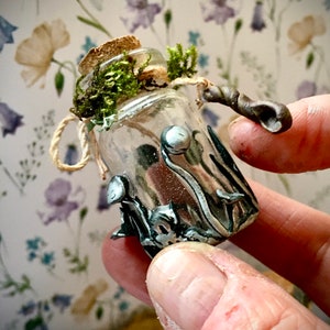 Small potion/spell/storage/memory/wishes glass jar/bottle, ideal gift witches altar /Fairy garden /herbs or wishes decor