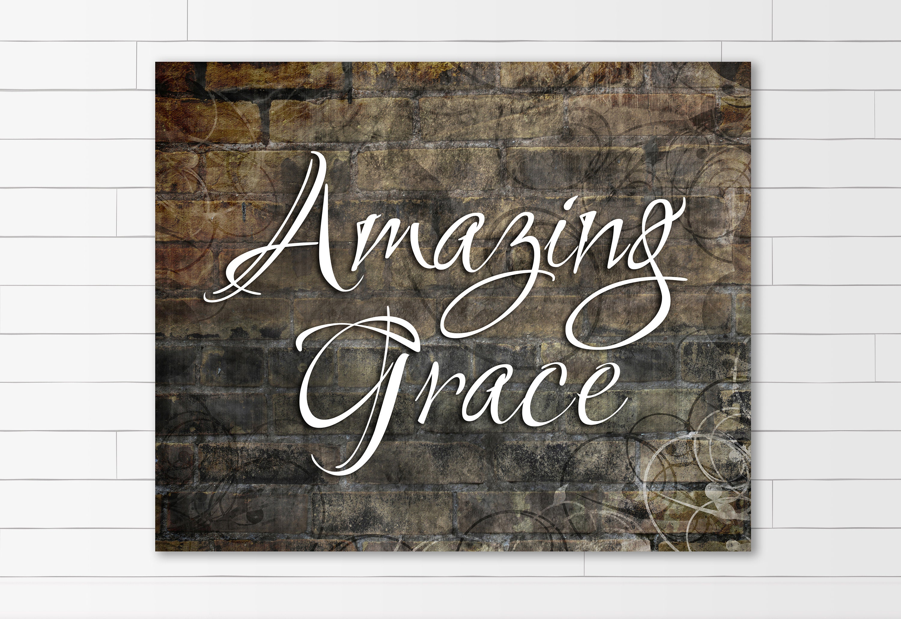 Amazing Grace large wall art Christian hymn on canvas Etsy