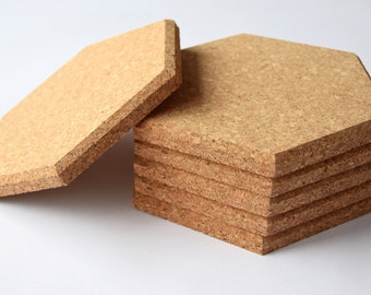 Set of 3 Cork hexagonal tiles for walldecor / natural cork / pin board/ home office/organization