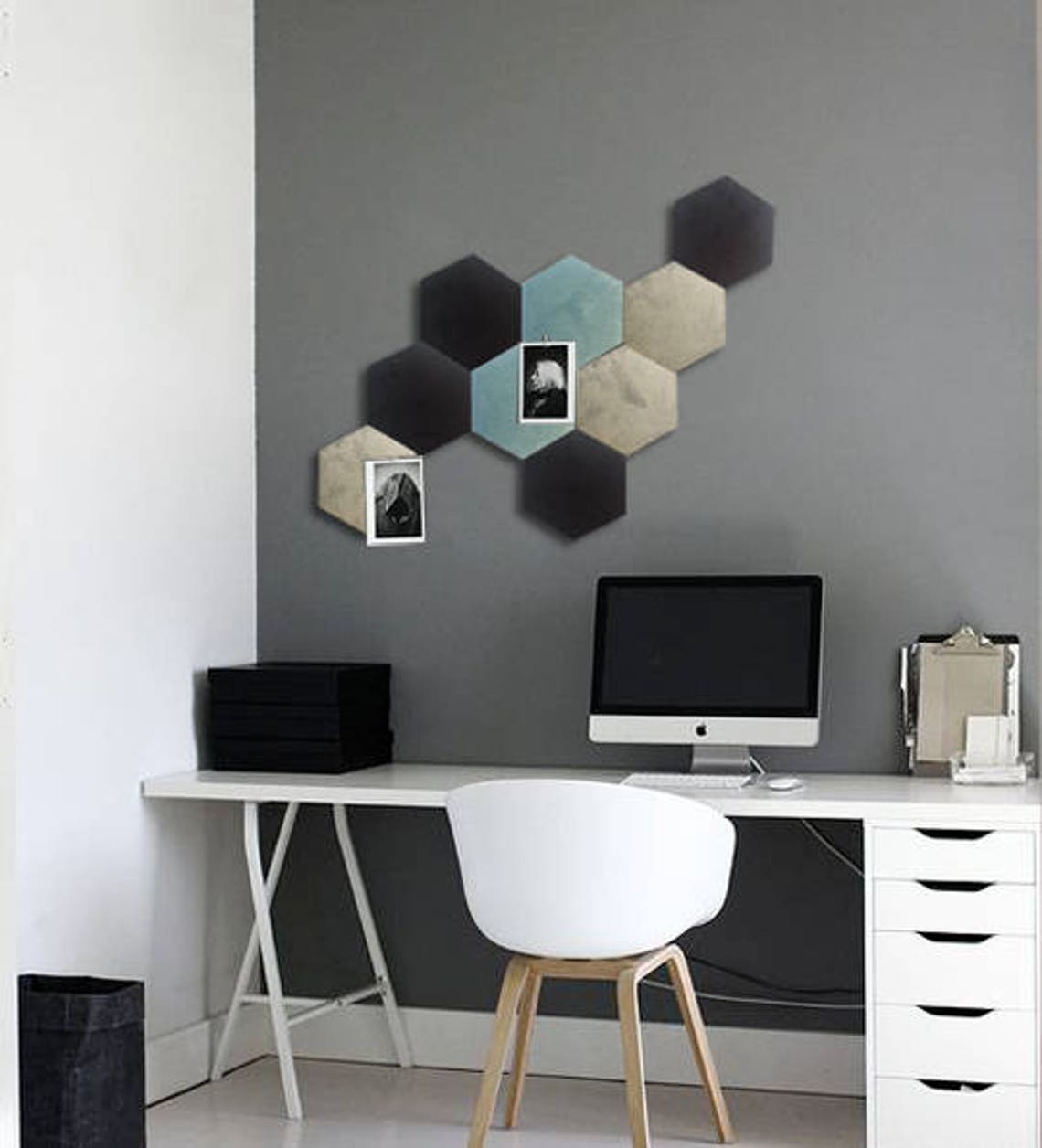 Cork and Velvet Wall Tiles Hexagon Wall Decor Set of 3 Etsy