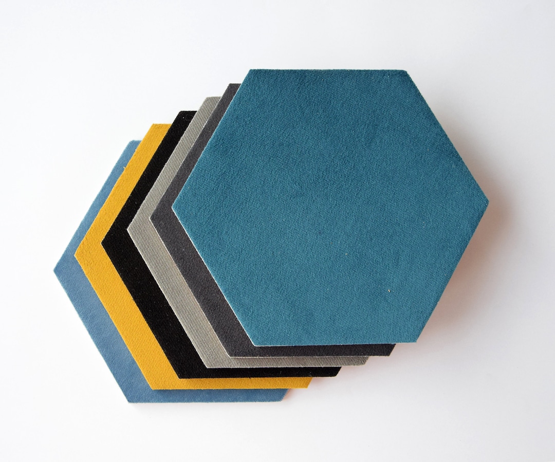 Cork and Velvet Wall Tiles Hexagon Wall Decor Set of 3 Etsy