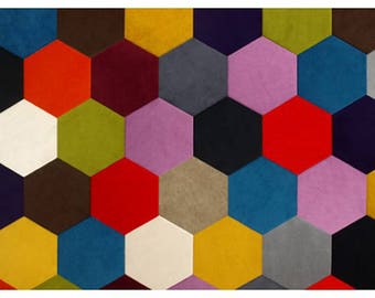 Kork und Samt Wandfliesen - Hexagon Wanddekor 3er Set - Wählen Sie Ihre Farben - Schlafzimmer Wanddekor - Büro Wandinstallation