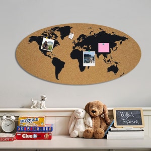 Map of the world pin board , mail organizer cork board plaque on the wall Pin-News image 1