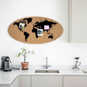 Map of the world pin board , mail organizer cork board plaque on the wall Pin-News image 3