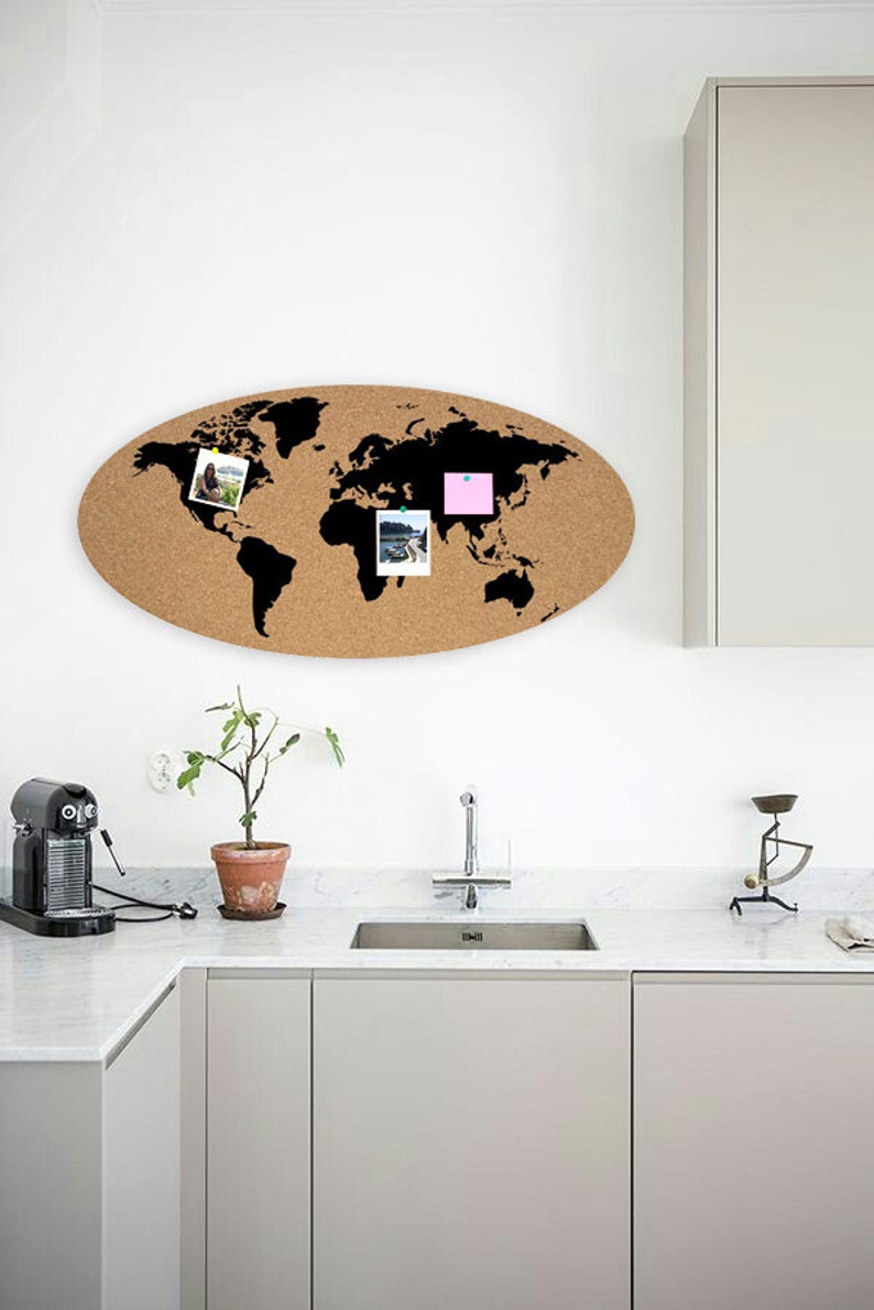 Map of the world pin board , mail organizer cork board plaque on the wall Pin-News image 3