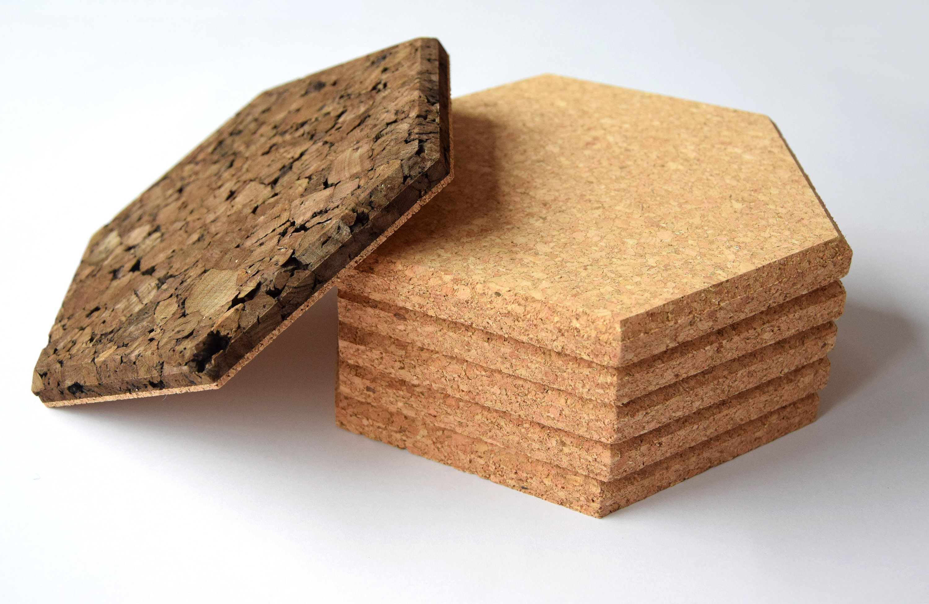 Set of 3 Cork Hexagonal Tiles for Walldecor / Cork Felt / Pin Board 