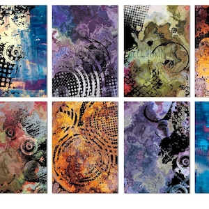 Folha de colagem em tamanho de cartão colecionável/cartão postal do artista | Grunge | Download digital para impressão