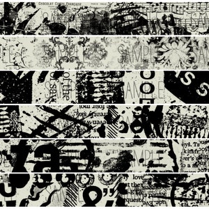 デジタル和紙テープ | ボーダーとストリップのコラージュシート | ジャンクジャーナル、アートジャーナルコラージュ | デジタルダウンロード印刷可能セット Q