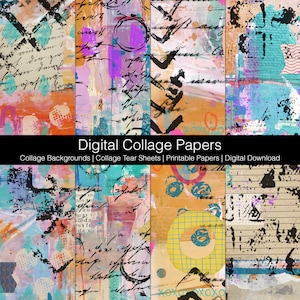 Digital Collage Backgrounds | Collage Tear Sheets | Printable Papers | Digital Download Printable | Journaling Papers | Collage Papers Set D