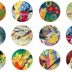 Hojas de collage circulares para diario artístico, material para diario basura, descarga digital, conjunto imprimible C