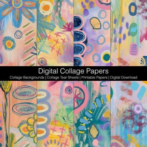 Digital Collage Backgrounds | Collage Tear Sheets | Printable Papers | Digital Download | Journaling Papers | Collage Papers Set BR