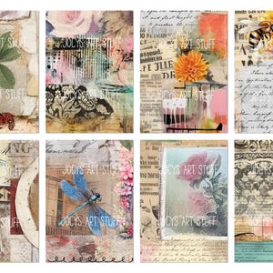 ATC Collage Sheet, Schnipsel der Dinge ATC, digitaler Download zum ausdrucken, Junk Journal Ephemera, Art Journaling Karten