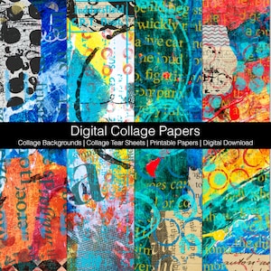 Digital Collage Backgrounds | Collage Tear Sheets | Printable Papers | Digital Download Printable | Journaling Papers | Collage Papers Set U