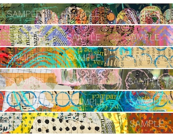 Digitales Washi Tape, Bordüren und Streifen Collage Sheets, Washi Tape, Junk Journal, Art Journal Collage, Download Printable Set S