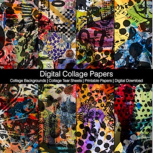 Digital Collage Backgrounds | Collage Tear Sheets | Printable Papers | Digital Download Printable | Journaling Papers | Collage Papers Set Z