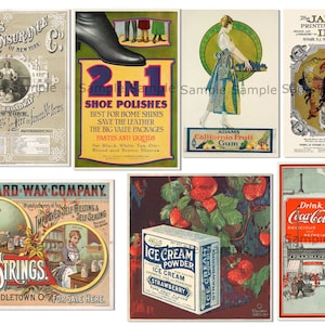 Folha de colagem de anúncios vintage, download digital para impressão