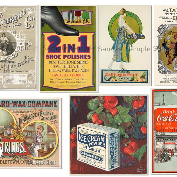 Vintage Advertisements Collage Sheet Digital Download Printable