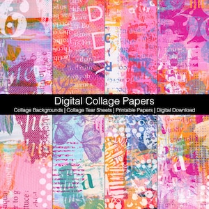 Digital Collage Backgrounds | Collage Tear Sheets | Printable Papers | Digital Download Printable | Journaling Papers | Collage Papers Set H