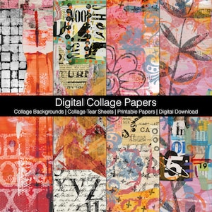 Digital Collage Backgrounds | Collage Tear Sheets | Printable Papers | Digital Download Printable | Journaling Papers | Collage Papers Set X