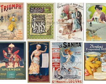 Vintage Advertisements Collage Sheet Digital Download Printable