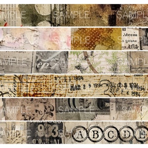 Digitale Washi-tape | Randen en stroken collagebladen | Washi-tape | Ongewenste Journal, Art Journal Collage | Download afdrukbare set AA