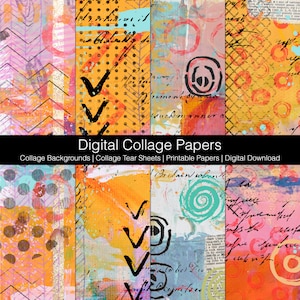 Digital Collage Backgrounds | Collage Tear Sheets | Printable Papers | Digital Download Printable | Journaling Papers | Collage Papers Set A