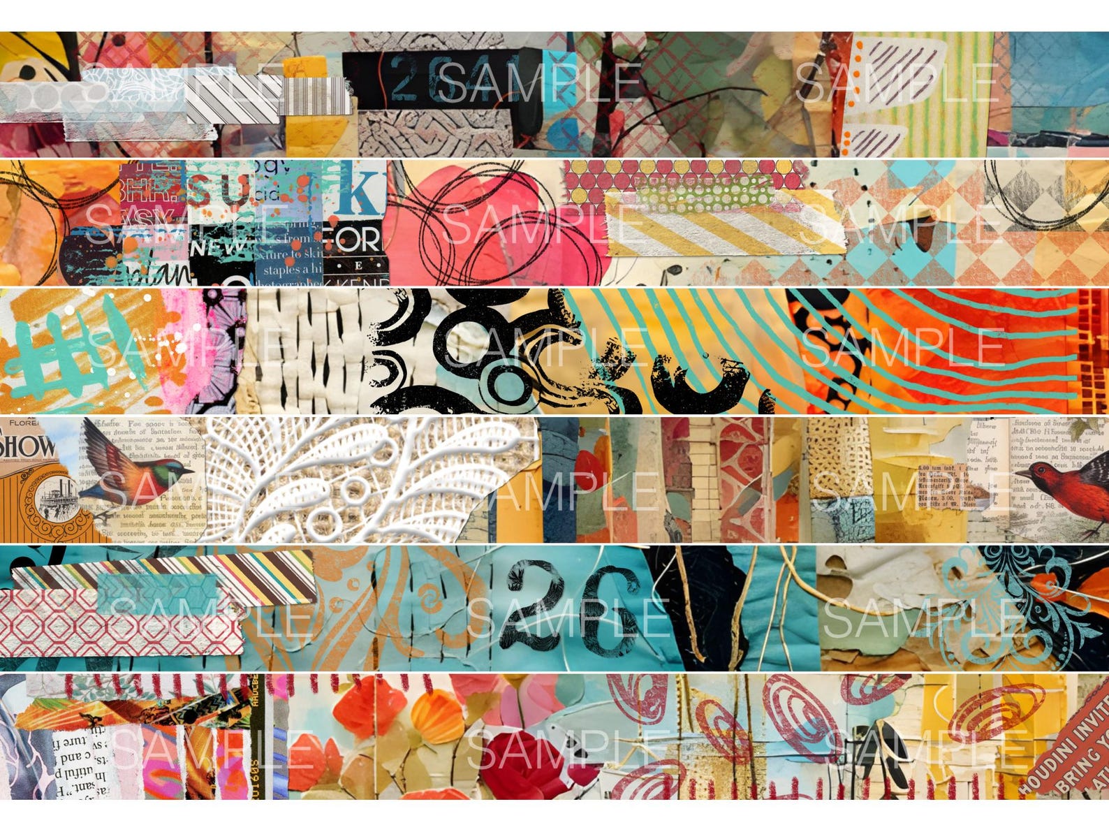 Digital Washi Tape, Borders and Strips Collage Sheets, Washi Tape, Junk ...