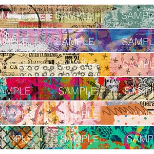 デジタル和紙テープ | ボーダーとストリップのコラージュシート | 和紙テープ | ジャンクジャーナル、アートジャーナルコラージュ | 印刷可能なセット V をダウンロード