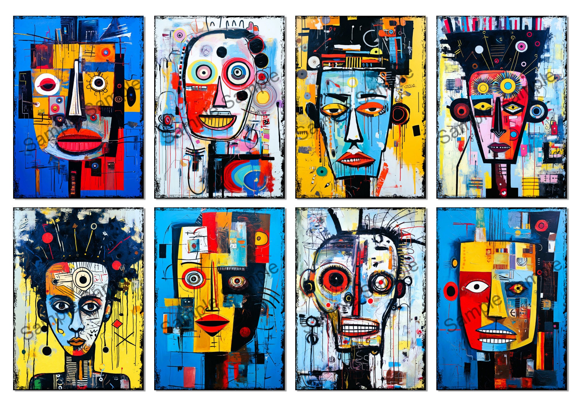 Abstract Faces ATC Sized Collage Sheet, Digital Download Printable ...