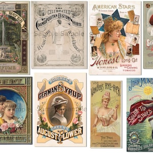 Folha de colagem de anúncios vintage, download digital para impressão