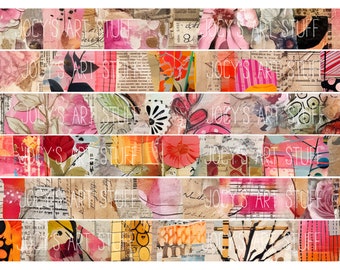 Digital Washi Tape, Borders And Strips Collage Sheets, Washi Tape, Junk Journal, Art Journal Collage, Download Printable Set AE