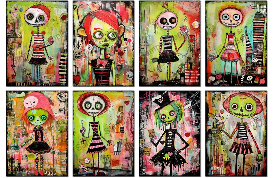 Halloween Artist Trading Card Sized Collage Sheets Instant Download