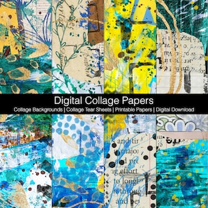 Digital Collage Backgrounds | Collage Tear Sheets | Printable Papers | Digital Download Printable | Journaling Papers | Collage Papers Set V