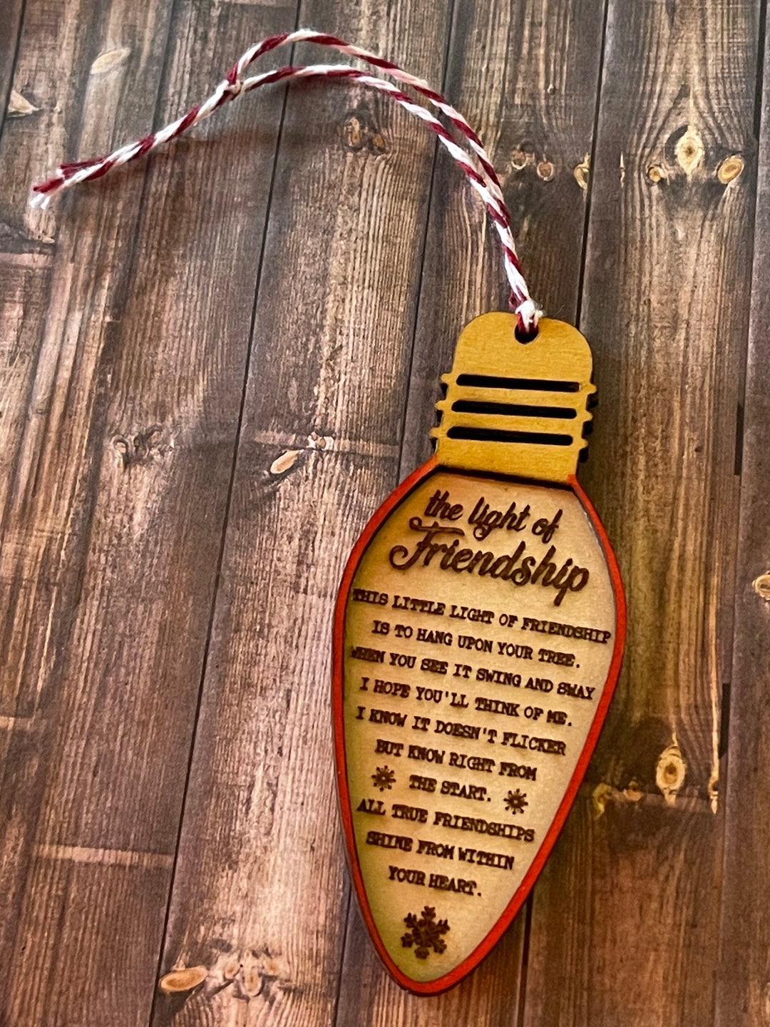 The Light of Friendship Christmas Ornament, Custom Engraved and ...