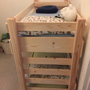 Toddler Bunk Bed Do It Yourself DIY Plans Extended Size fits an IKEA 63 inch Mattress image 2