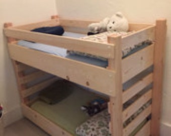 Toddler Bunk Bed Do It Yourself (DIY) Plans (Extended Size - fits an IKEA 63 inch Mattress)