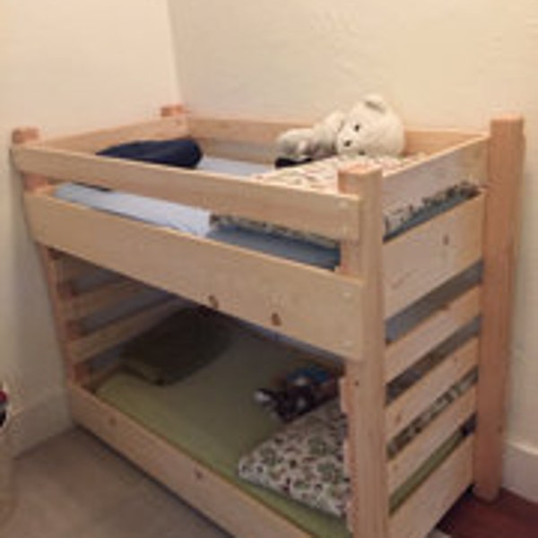 Toddler Bunk Bed Do It Yourself (DIY) Plans (Extended Size - fits an IKEA 63 inch Mattress)