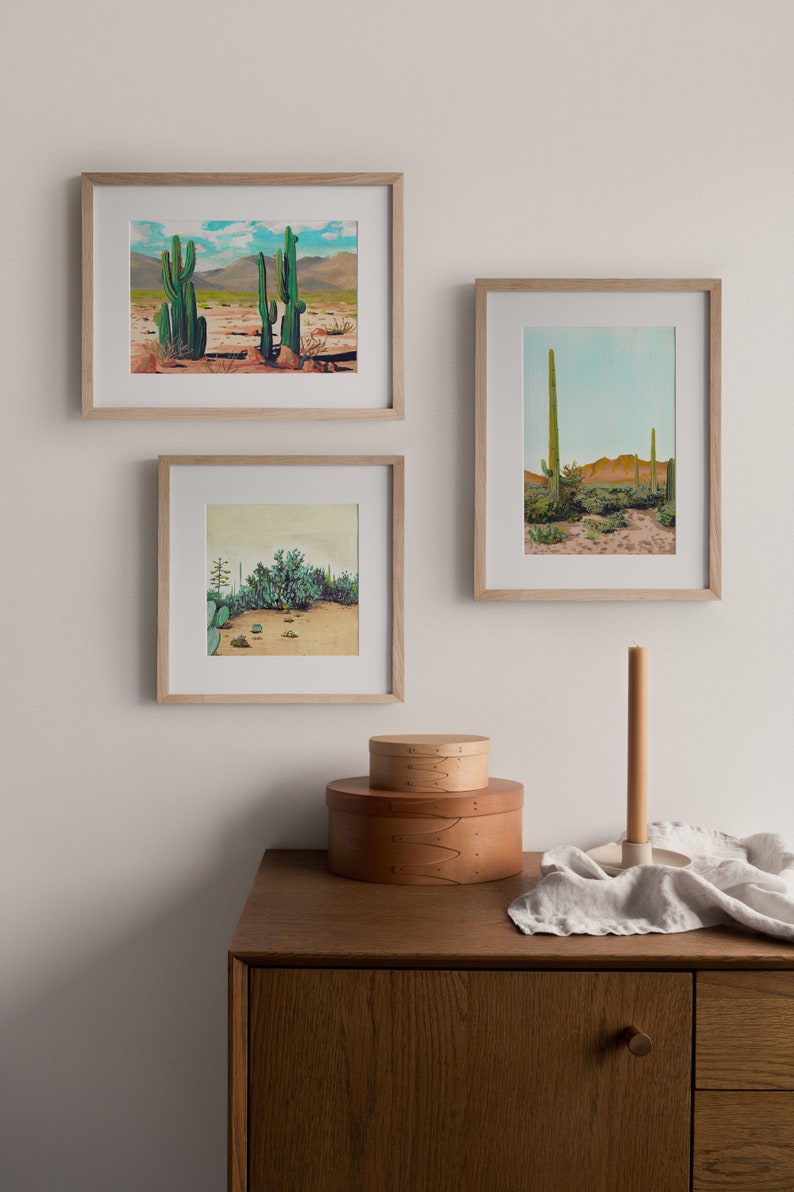 Gouache cactus print, phoenix arizona art, 8x10 desert art image 2