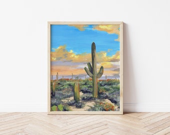 Sunrise cactus print, sedona arizona art, 8x10 desert art