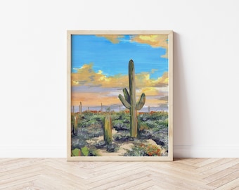 Sunrise cactus print, sedona arizona art, 8x10 desert art