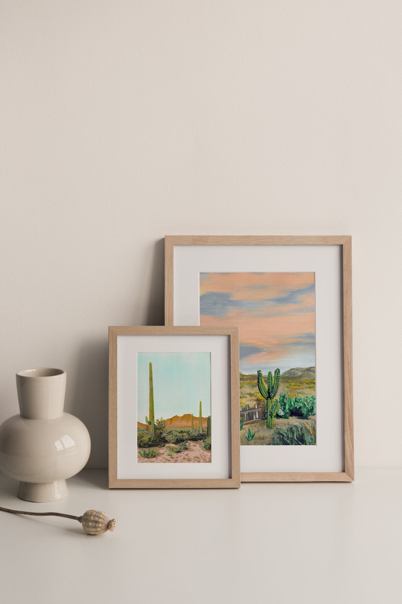 Gouache cactus print, phoenix arizona art, 8x10 desert art image 4