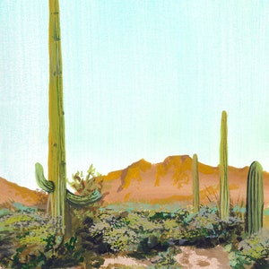 Gouache cactus print, phoenix arizona art, 8x10 desert art image 5