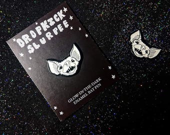 Batty enamel pin — glows in the dark!