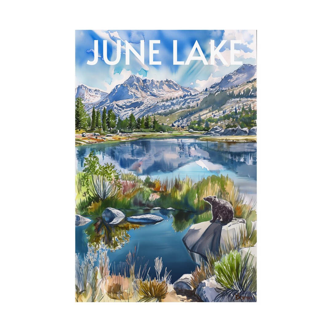 Colorful June Lake Painting Poster, Outdoor Life Poster, Home Decor