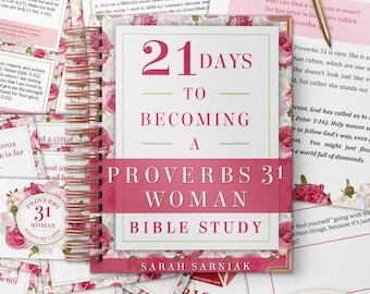 Spreuken 31 Vrouw Bijbelstudie AFDRUKBARE bundel Spreuken 31 Devotional en werkboek eBook Schriftgeheugenkaarten Gebedskaarten