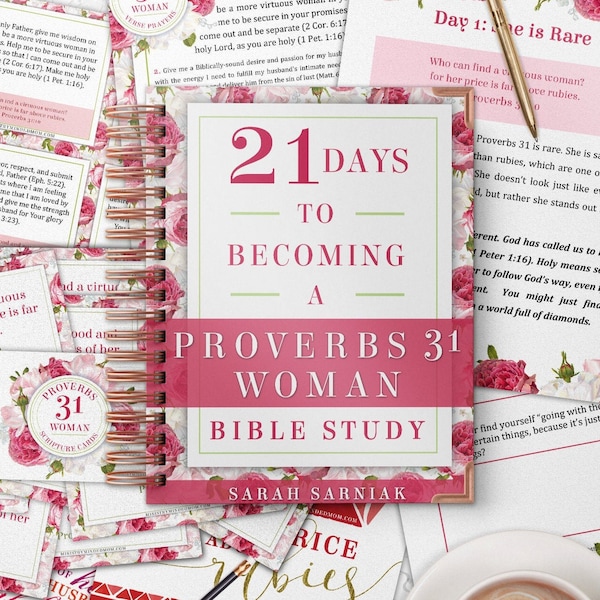 Proverbs 31 Woman Bible Study PRINTABLE Bundle Proverbs 31 Devotional and Workbook eBook Scripture Memorization Cards Prayer Cards